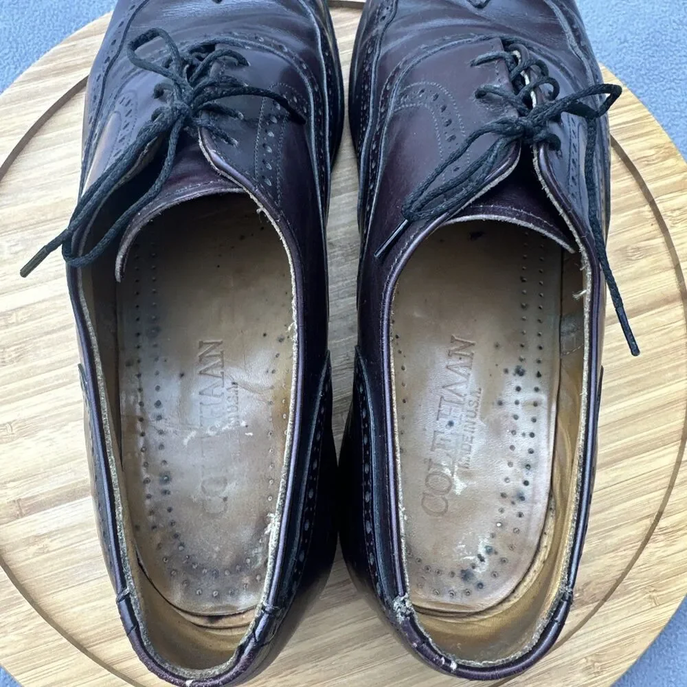 Cole Haan Wingtip Oxford Dress‎ Shoes Mens Size 10.5 D Brown Leather Made in USA